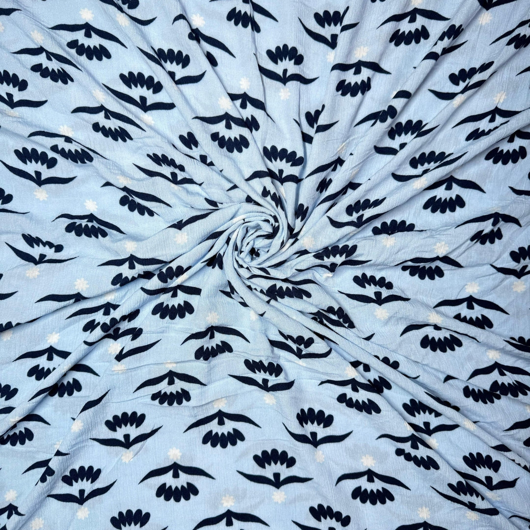 Buy Rayon Crepe Black Lattice Printed Fabric