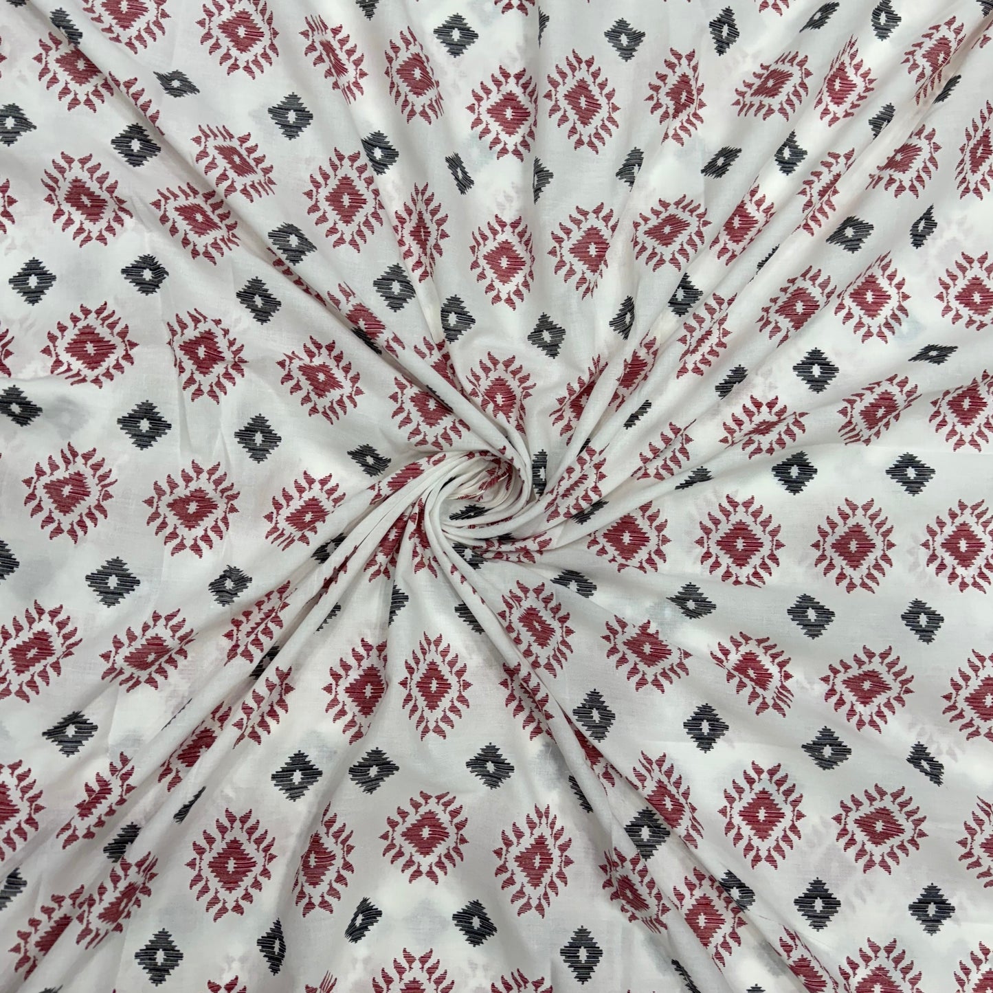 Buy Fine Premium Mul Cotton Red Diamond Block Fabric