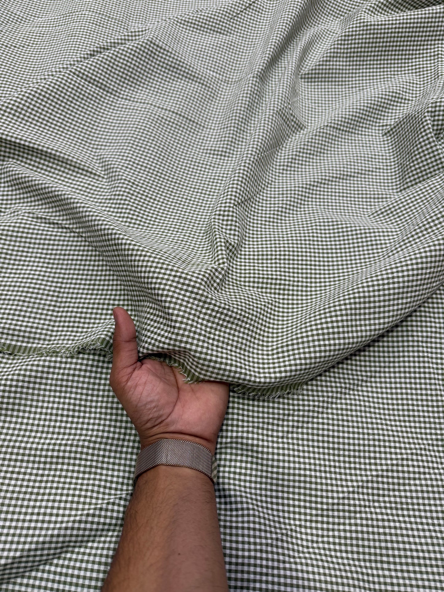Buy Cotton Checks Fabric - Green Gingham Fabric India