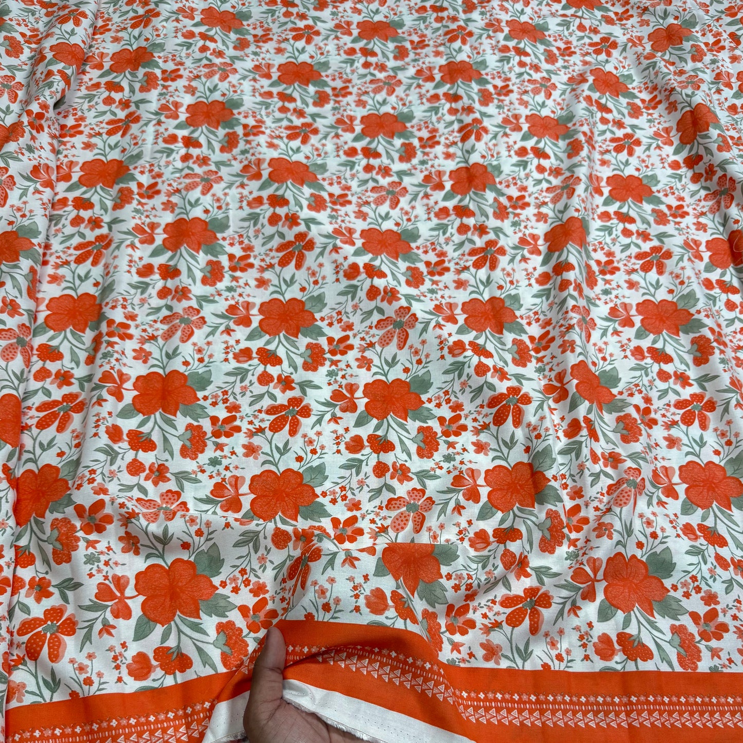 Buy Premium Modal Orange Bloom Printed Fabric