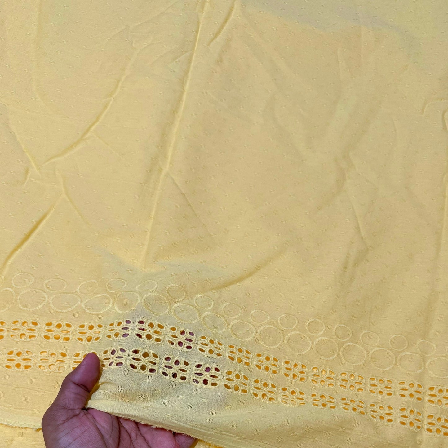 Buy Cotton Pastle Yellow Circle Border Hakoba