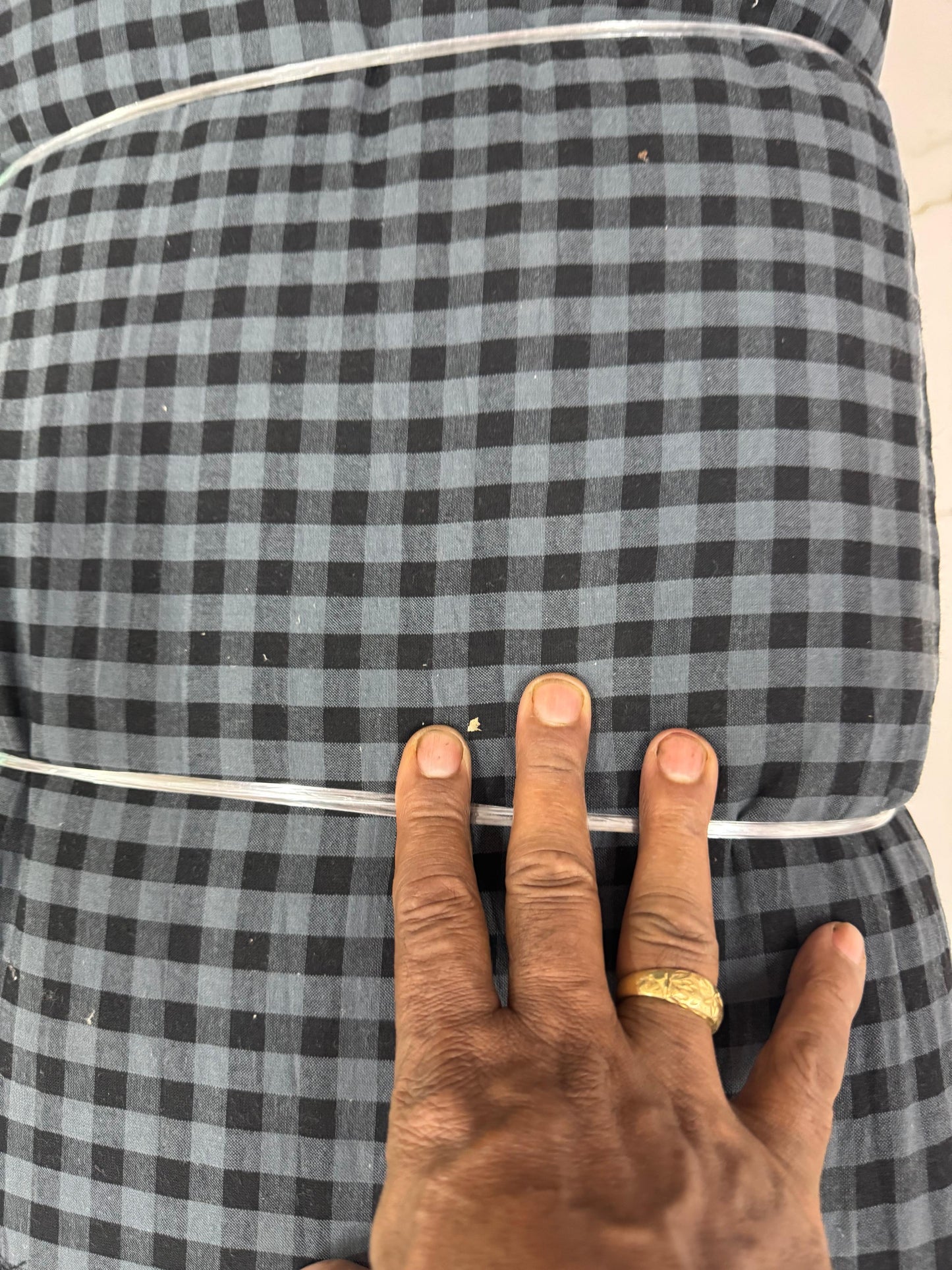 Premium Seersucker Classy Grey Black Check Fabric