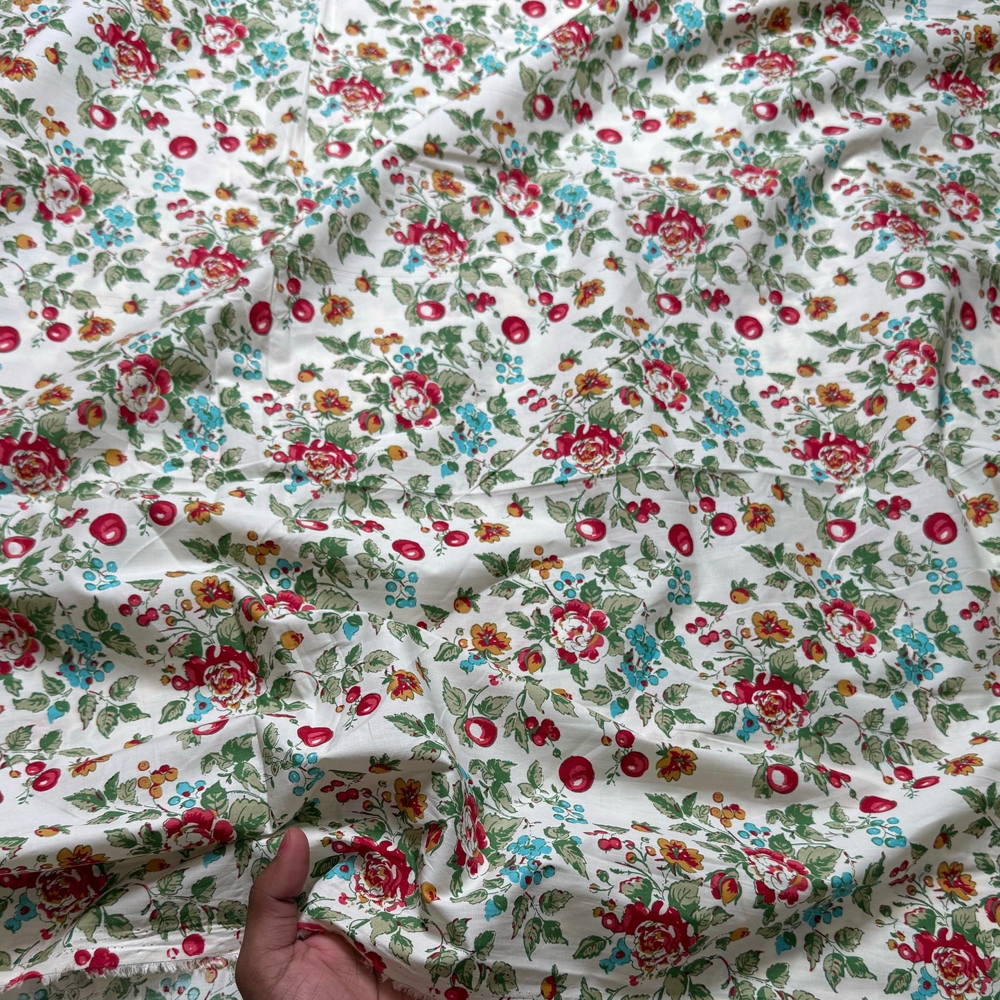 Buy Poplin Cherry Blossom Printed Fabric