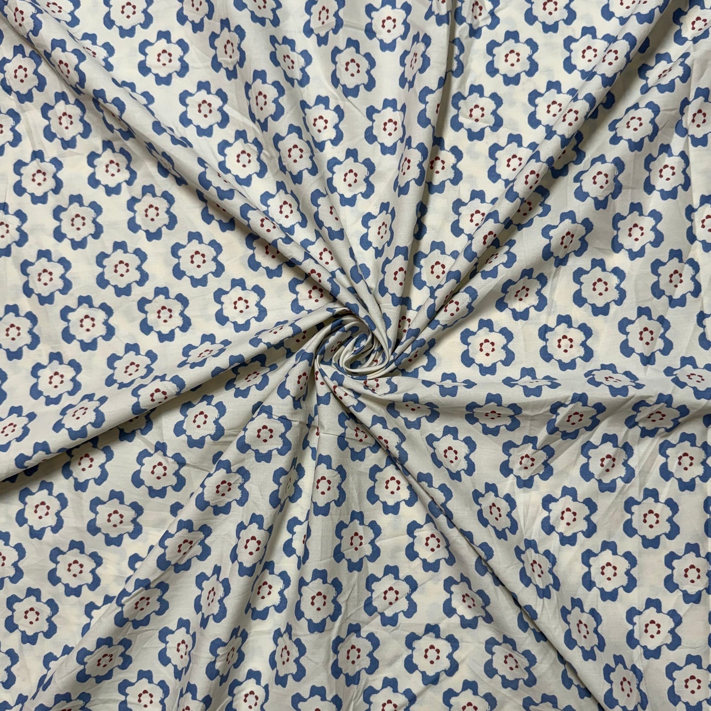 Buy Poplin Flower Beads Printed Fabric
