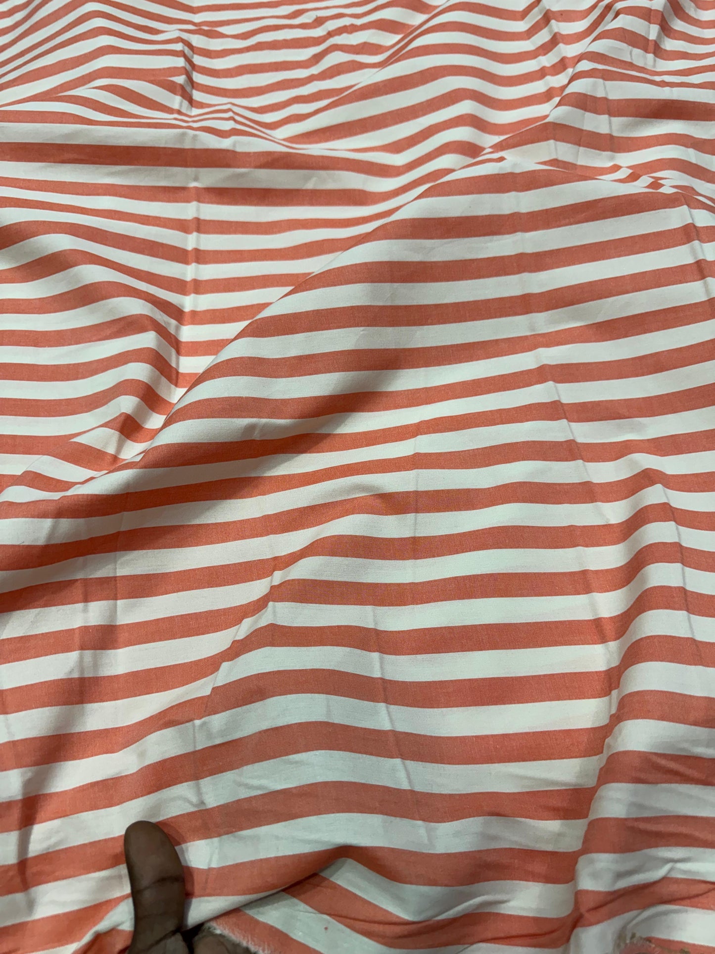 Buy 50s Poplin Peach Stripe Fabric