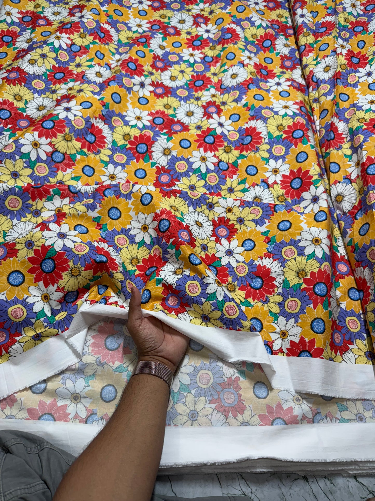Buy Poplin Multi Colour Daisy Printed Fabric
