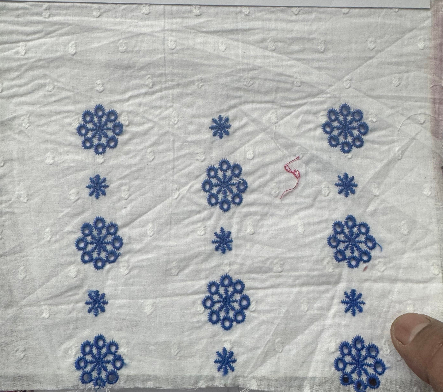 Buy Cotton Butta Blue Floral Embroidery Fabric