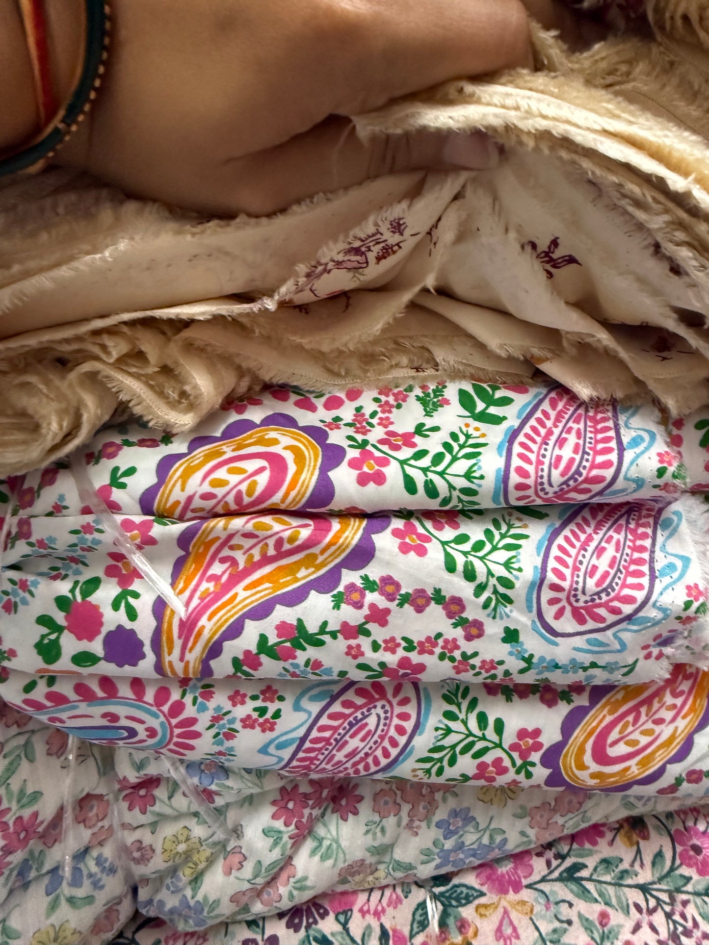 Buy Mul Cotton Poplin Multi Paisley Fabric