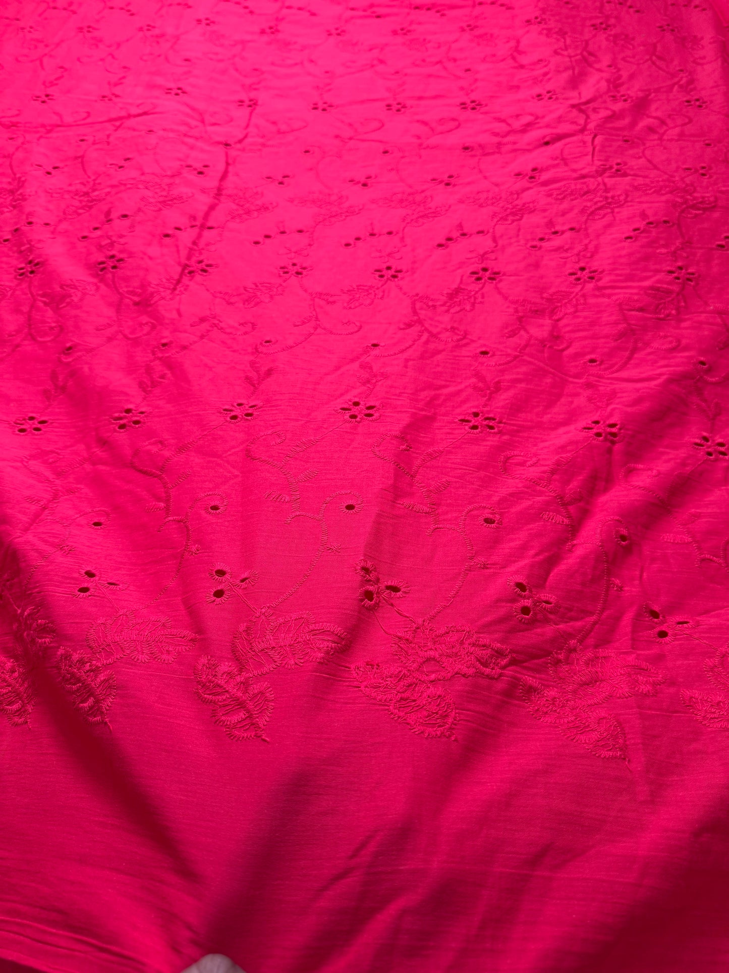 Buy Hakoba Pink Tropical Cutwork Floral Fabric