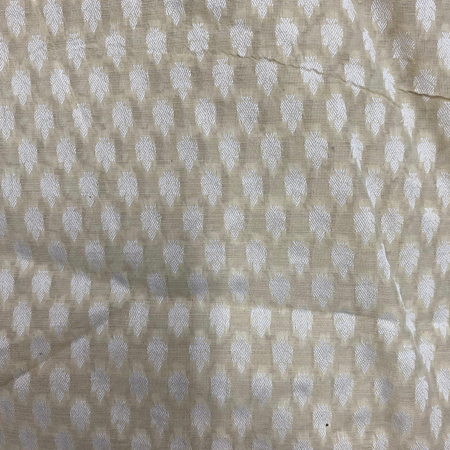 Pure Chanderi Brocade Beige Small Block Fabric