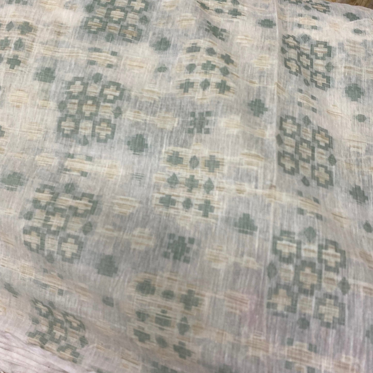 Pure Chanderi Brocade Mint Ajrak Fabric