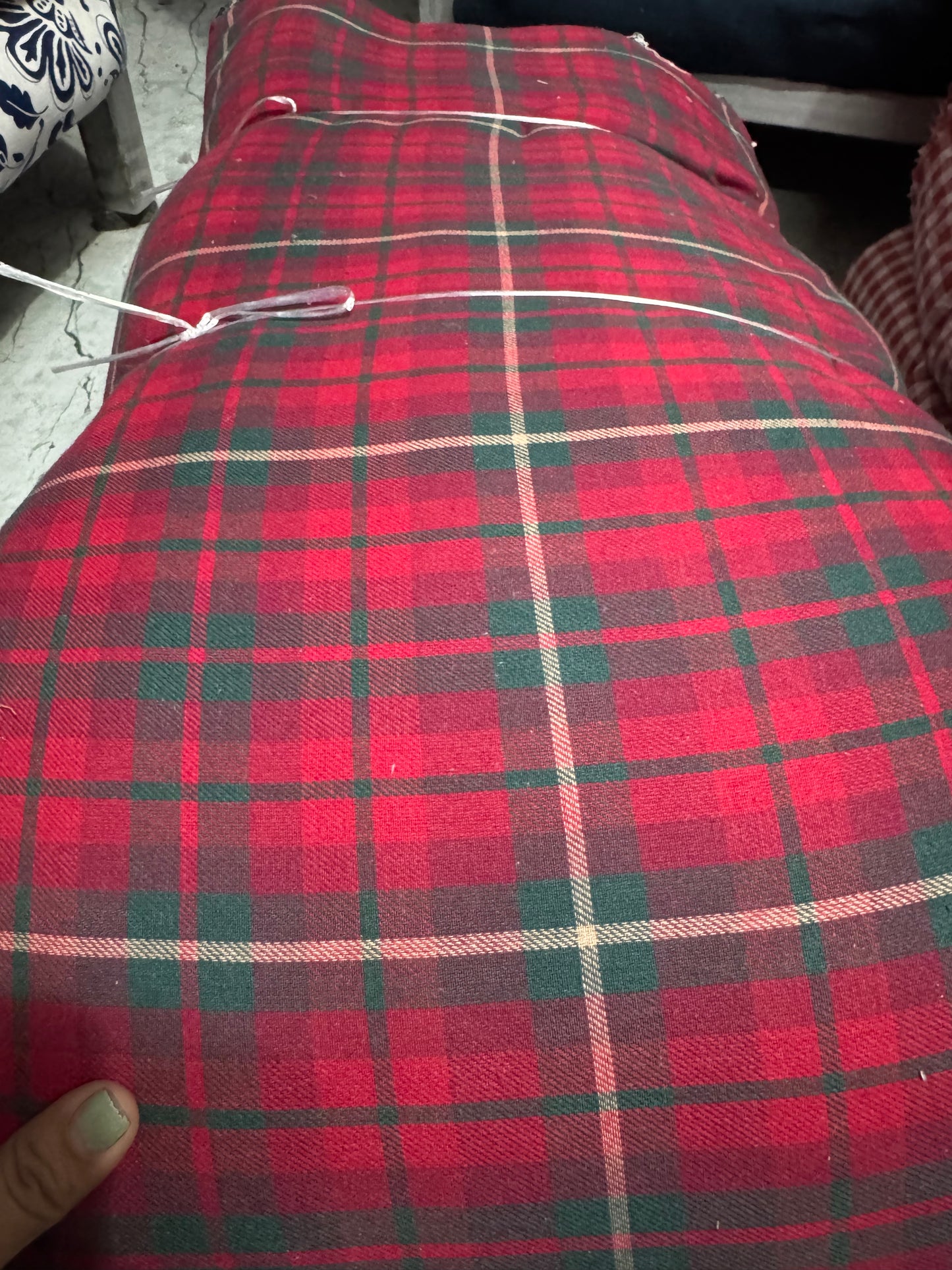 Buy Rare Cotton Twill British Green Red Check Fabric