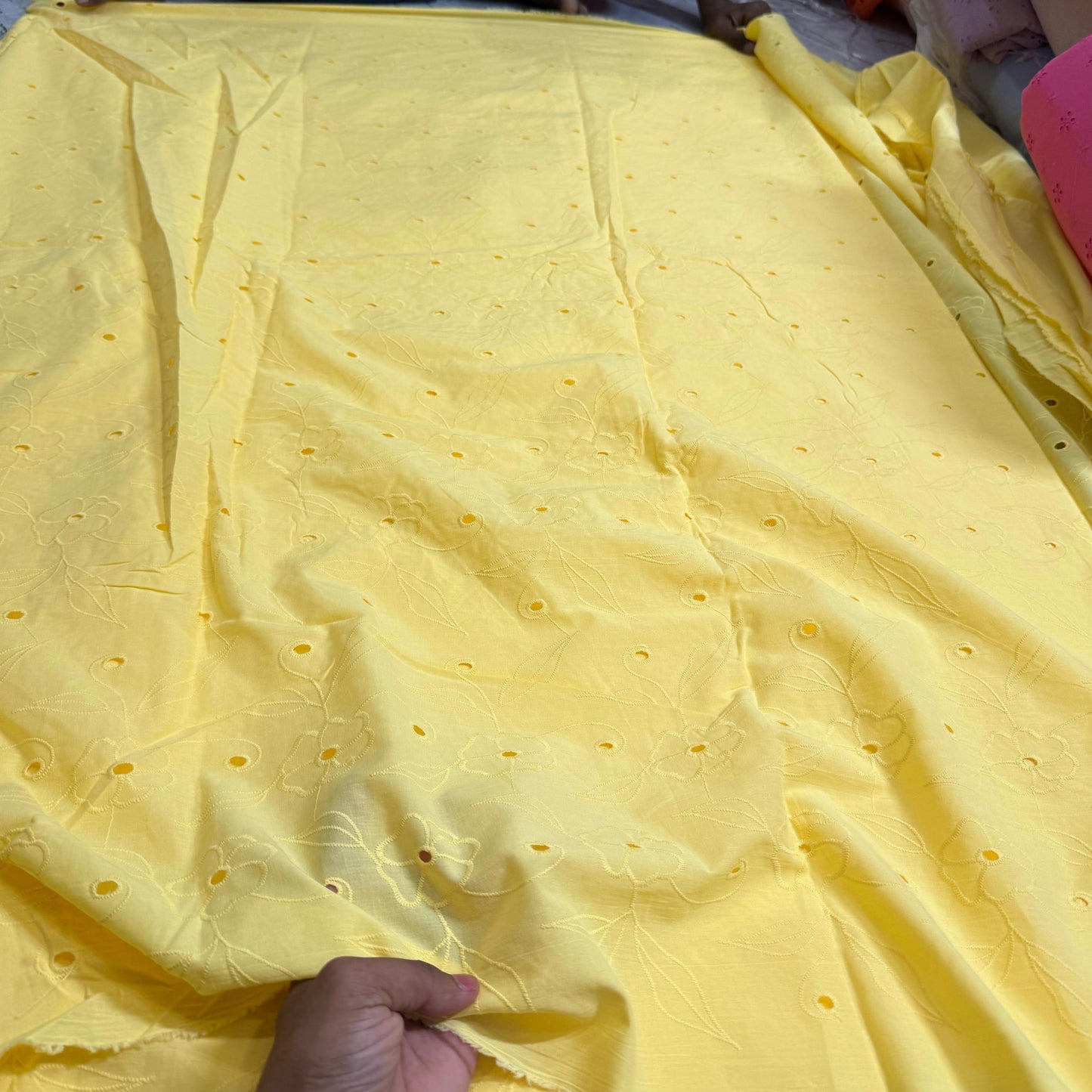 Buy Cotton Pastle Yellow Rose Hakoba Fabric