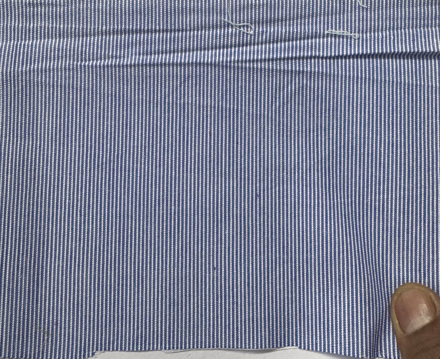 Buy Cotton Yarn Dyed Blue Thin Stripe Shirting Fabric