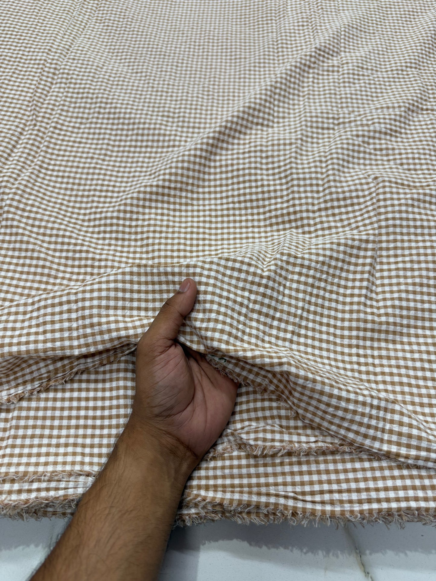 Buy Cotton Coffee Checks Gingham Fabric