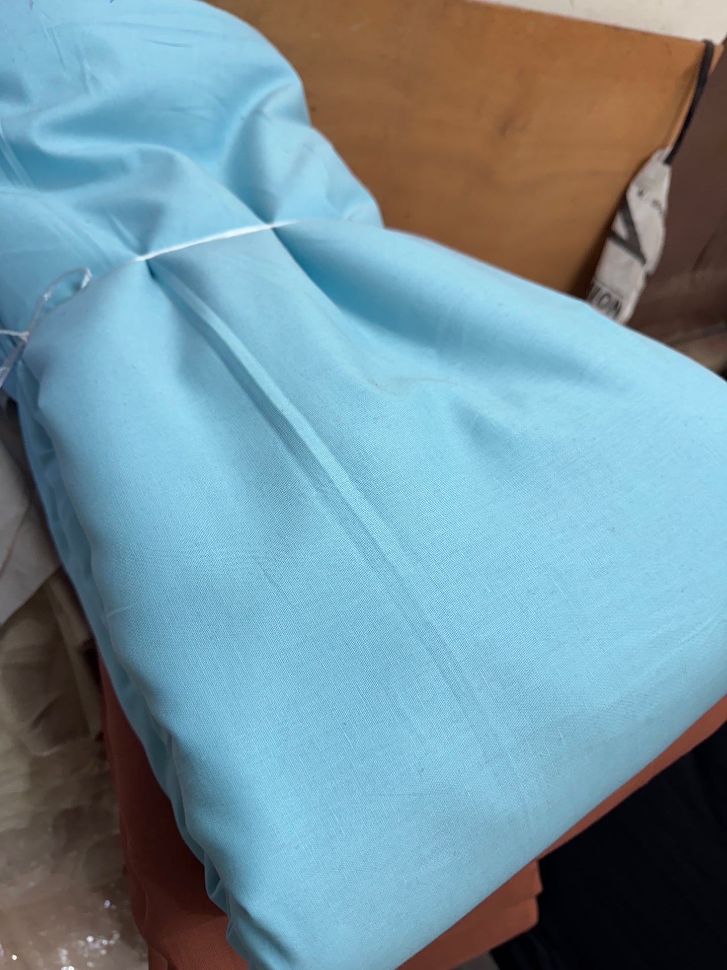 Buy Rare Cotton Linen Sky Blue Solid Fabric