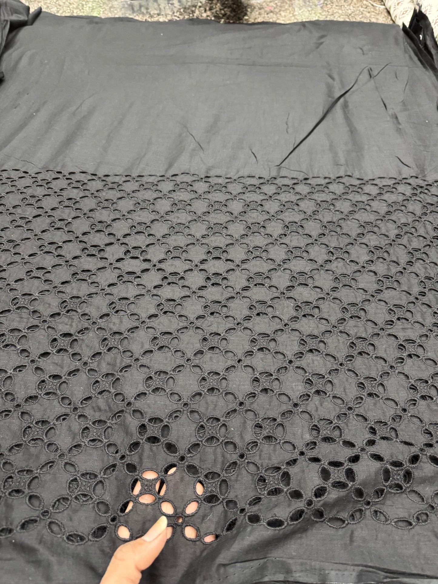 Cotton Hakoba 5 Leaf Diamond Black Fabric Palazzo