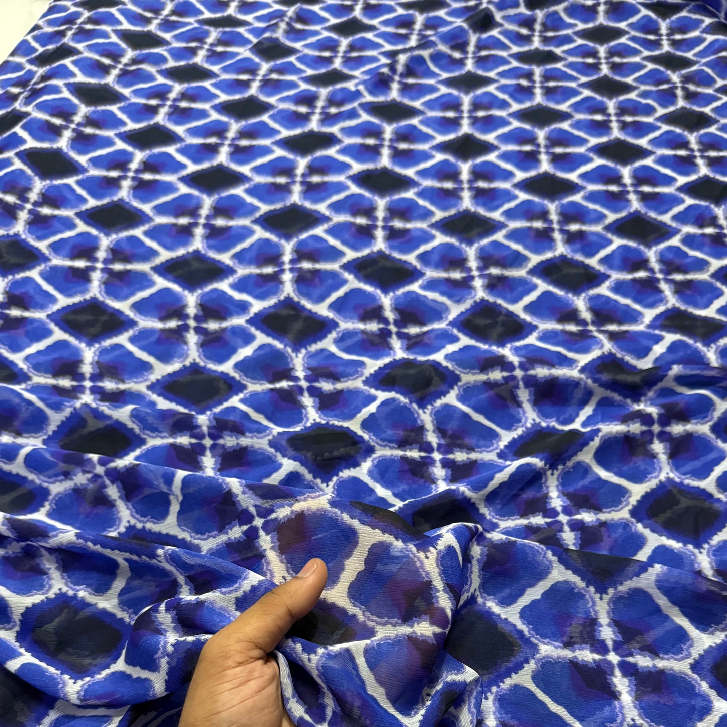 Buy Viscose Chiffon Water Diamond Printed Fabric