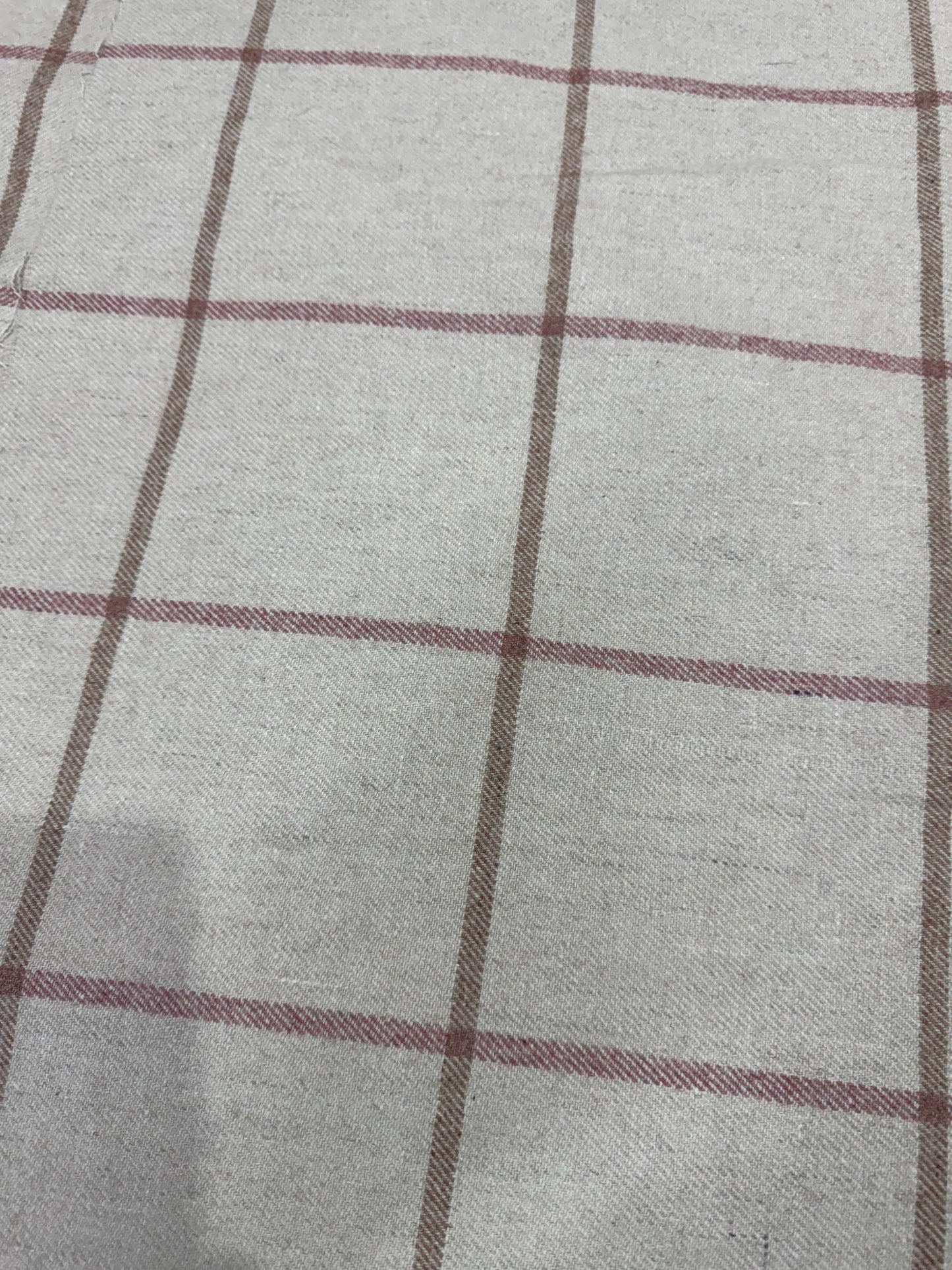 Woollen Pashmina Twill Nude Check Shirting Fabric