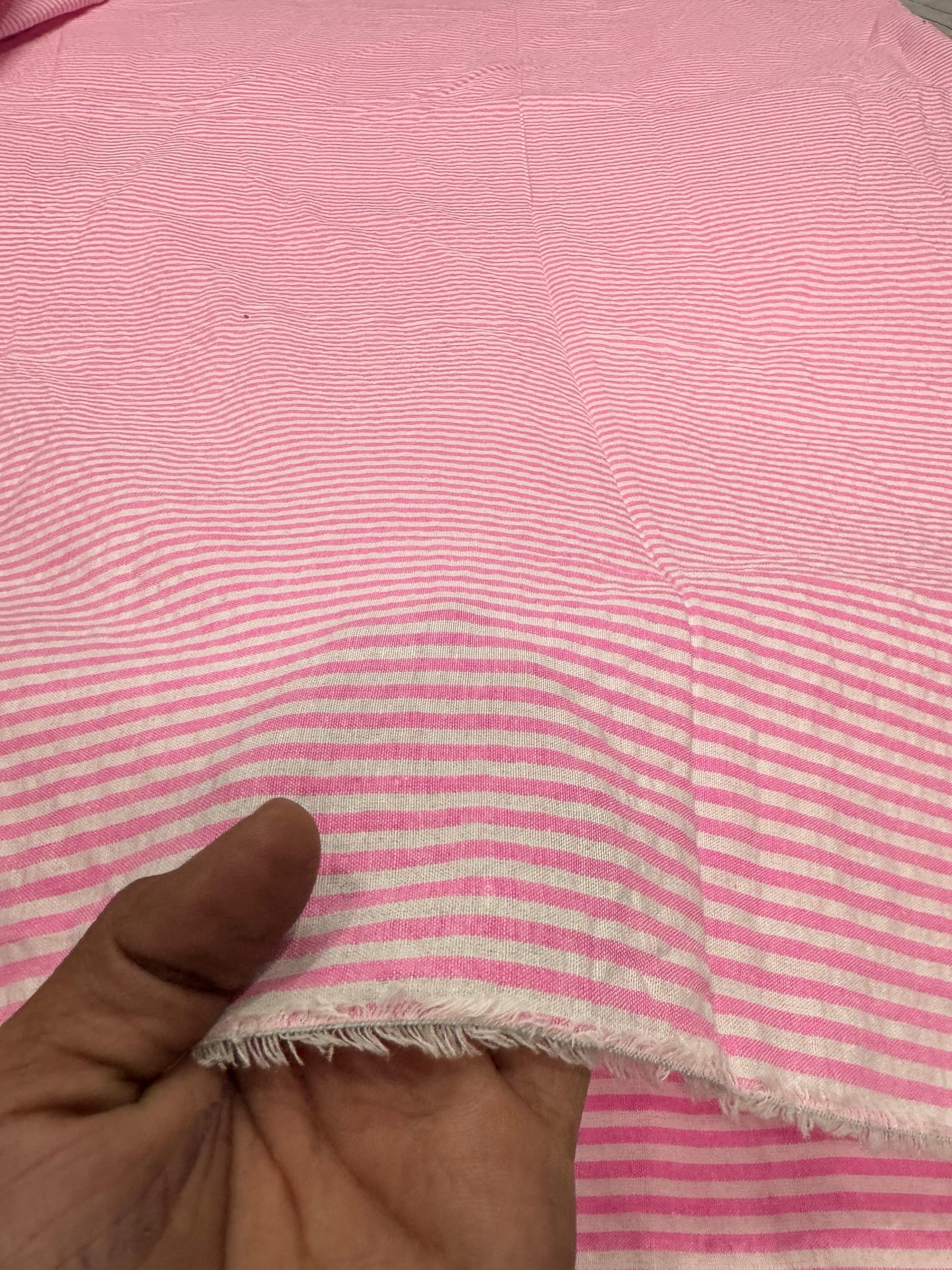 Premium Seersucker Neon Pink Stripe Fabric
