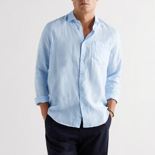 Buy Cotton Linen Solid Dust Blue