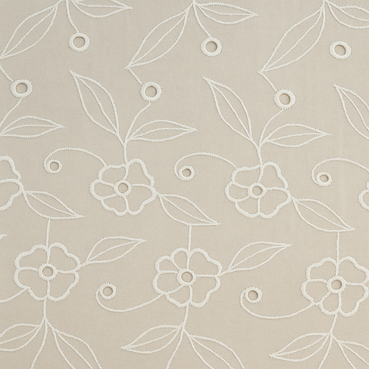 Buy White Cotton Hakoba Rose Embroidery Fabric For Making Dress, Top & More