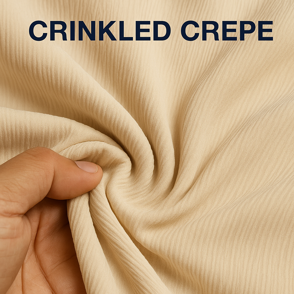 Buy Crinkled Crepe Beige Fabric