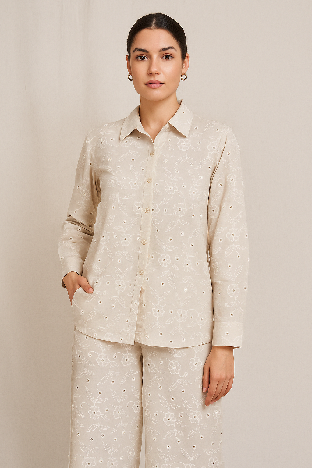 Buy White Cotton Hakoba Rose Embroidery Fabric For Making Dress, Top & More