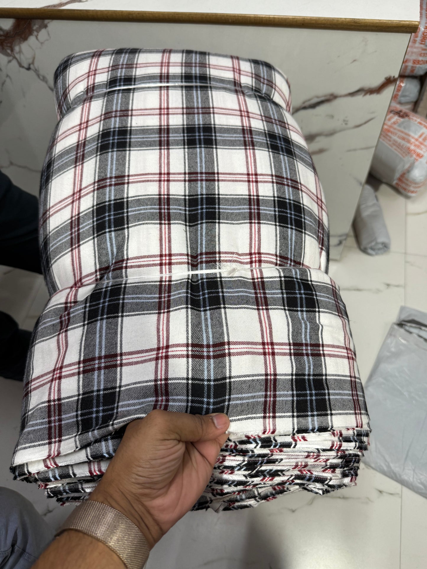 Buy Rare Cotton Twill Vintage White Check Fabric