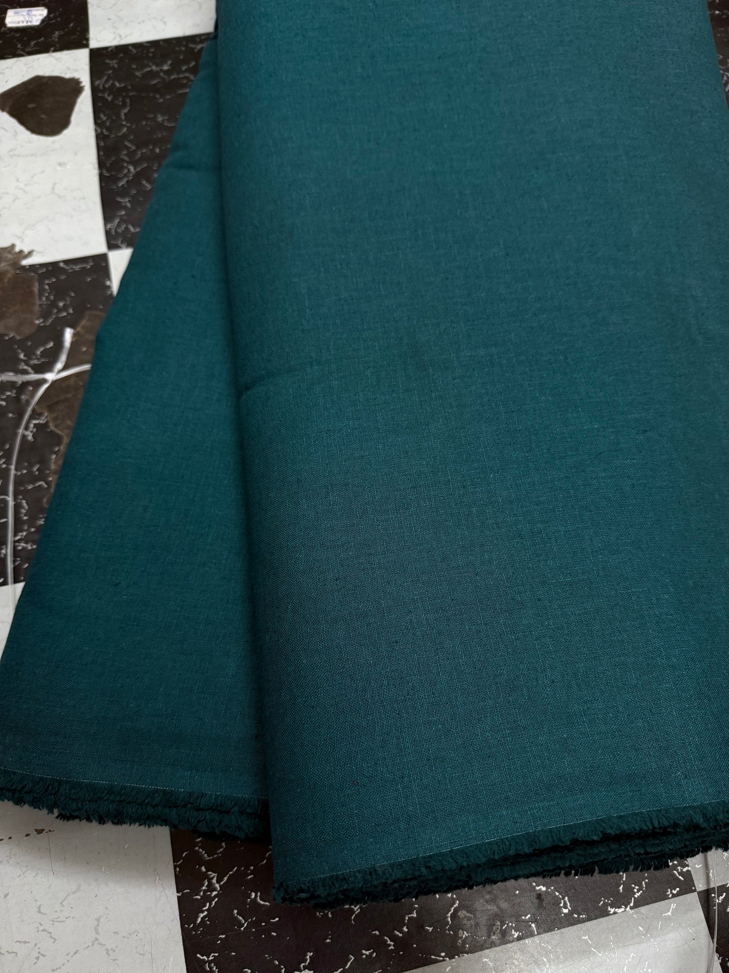 Buy Pure Linen Solid Firozi Green Fabric