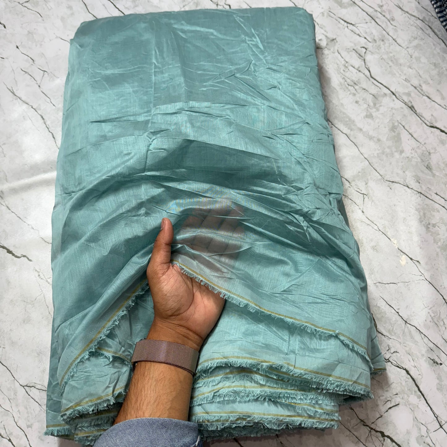 Buy Mul Chanderi Bluish Grey Fabric