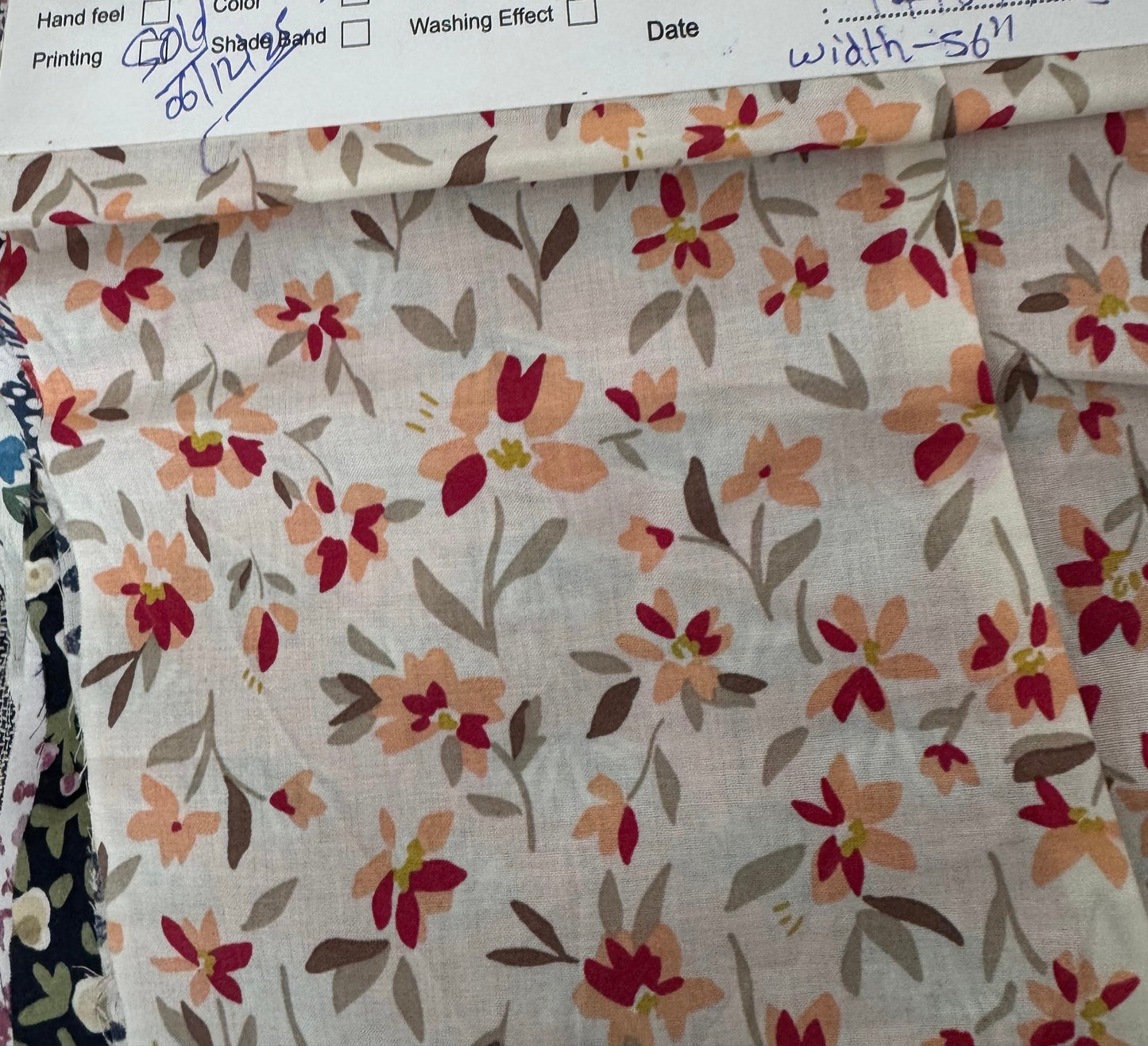 Buy Mul Cotton Red Peach Summery Flower Printed Fabric - MAF