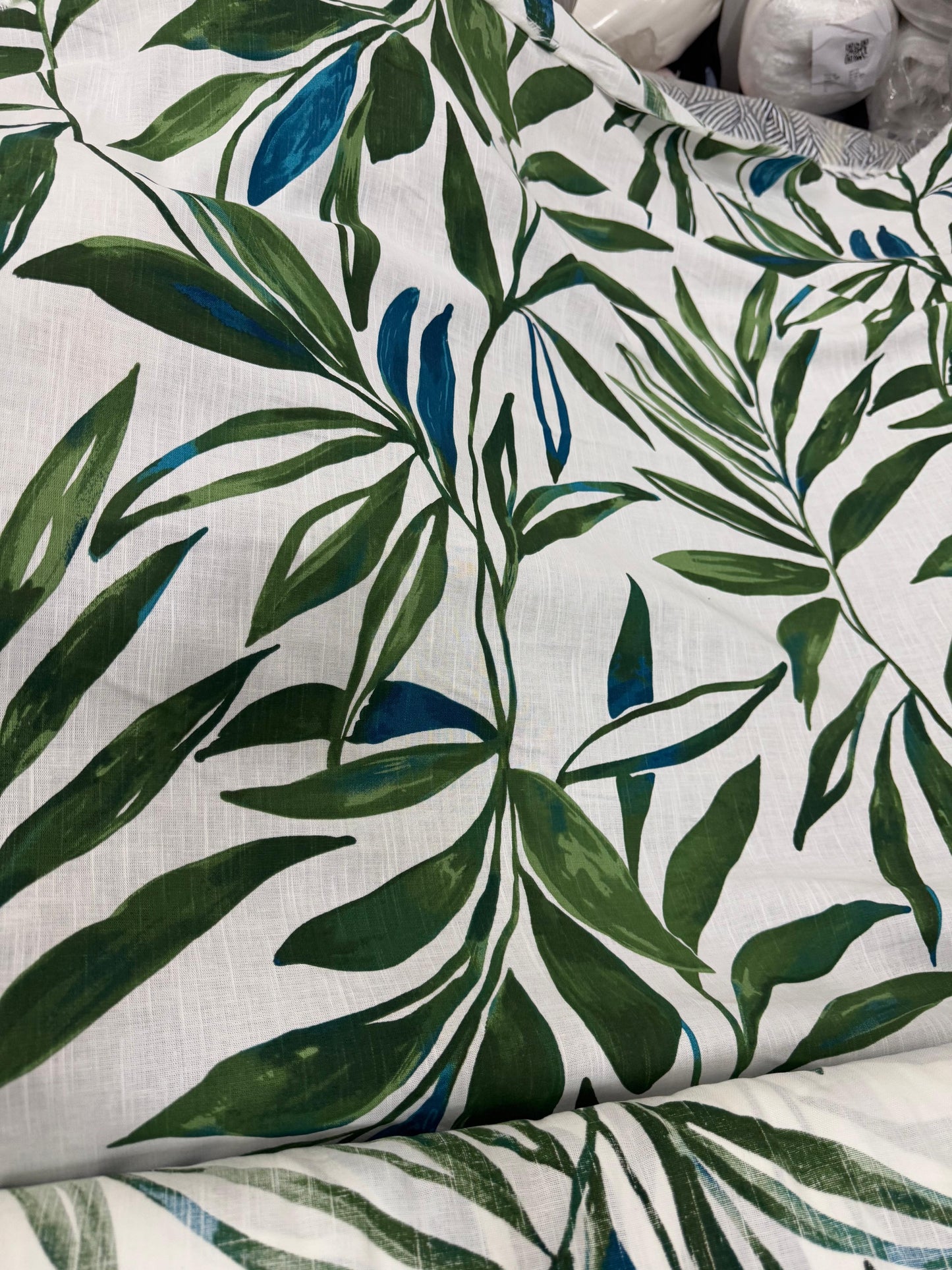 Buy Cotton Linen Summer Green Leaf Printed Fabric