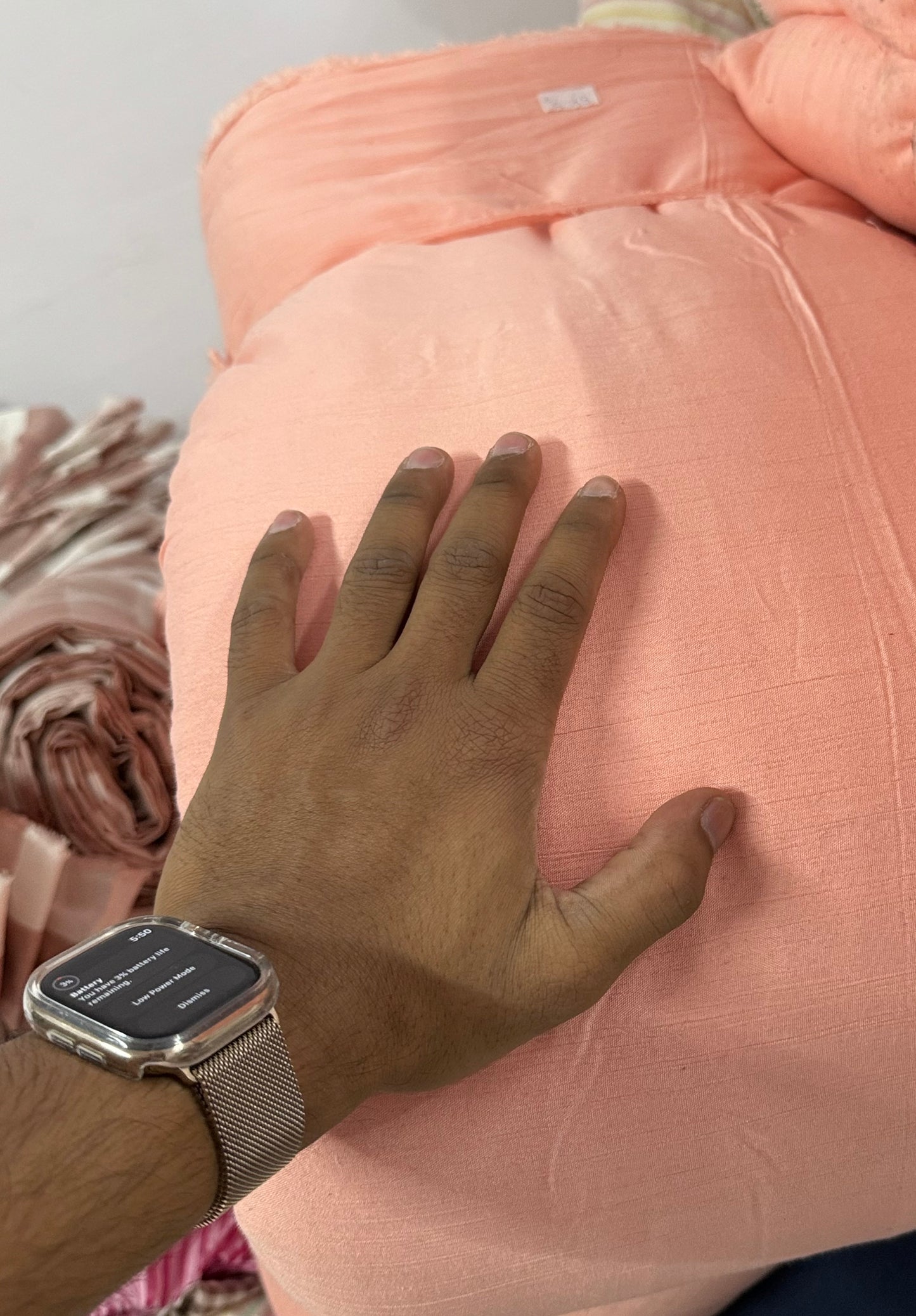 Buy Crinkled Crepe Peach Fabric