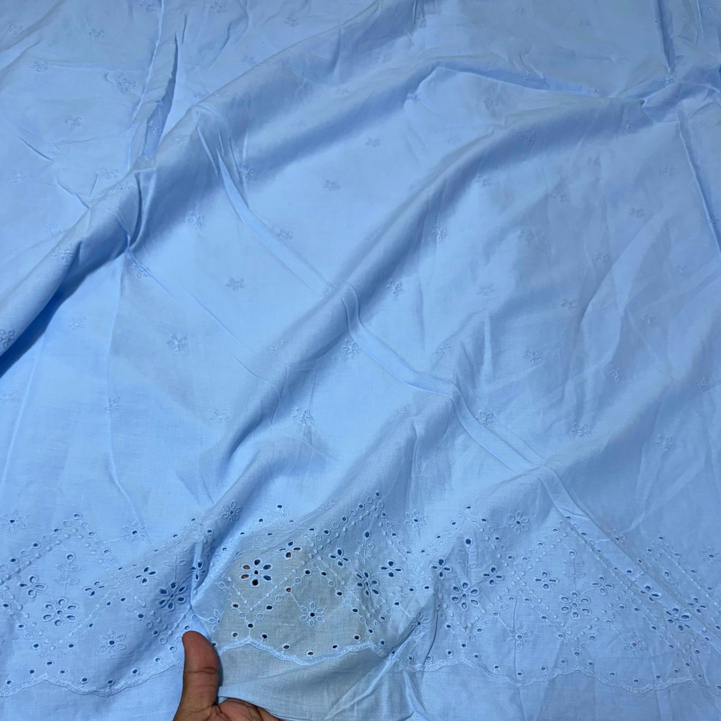 Buy Cotton Hakoba Powder Blue Star Below Border