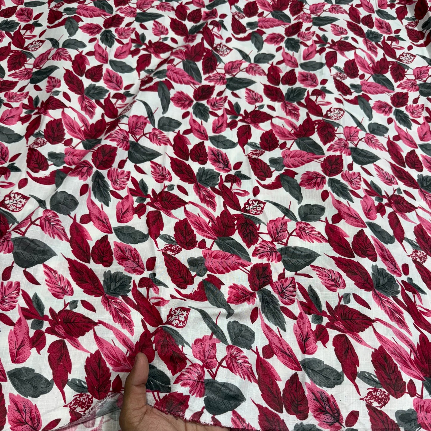 Buy Cotton Linen Red Fall Printed Fabric