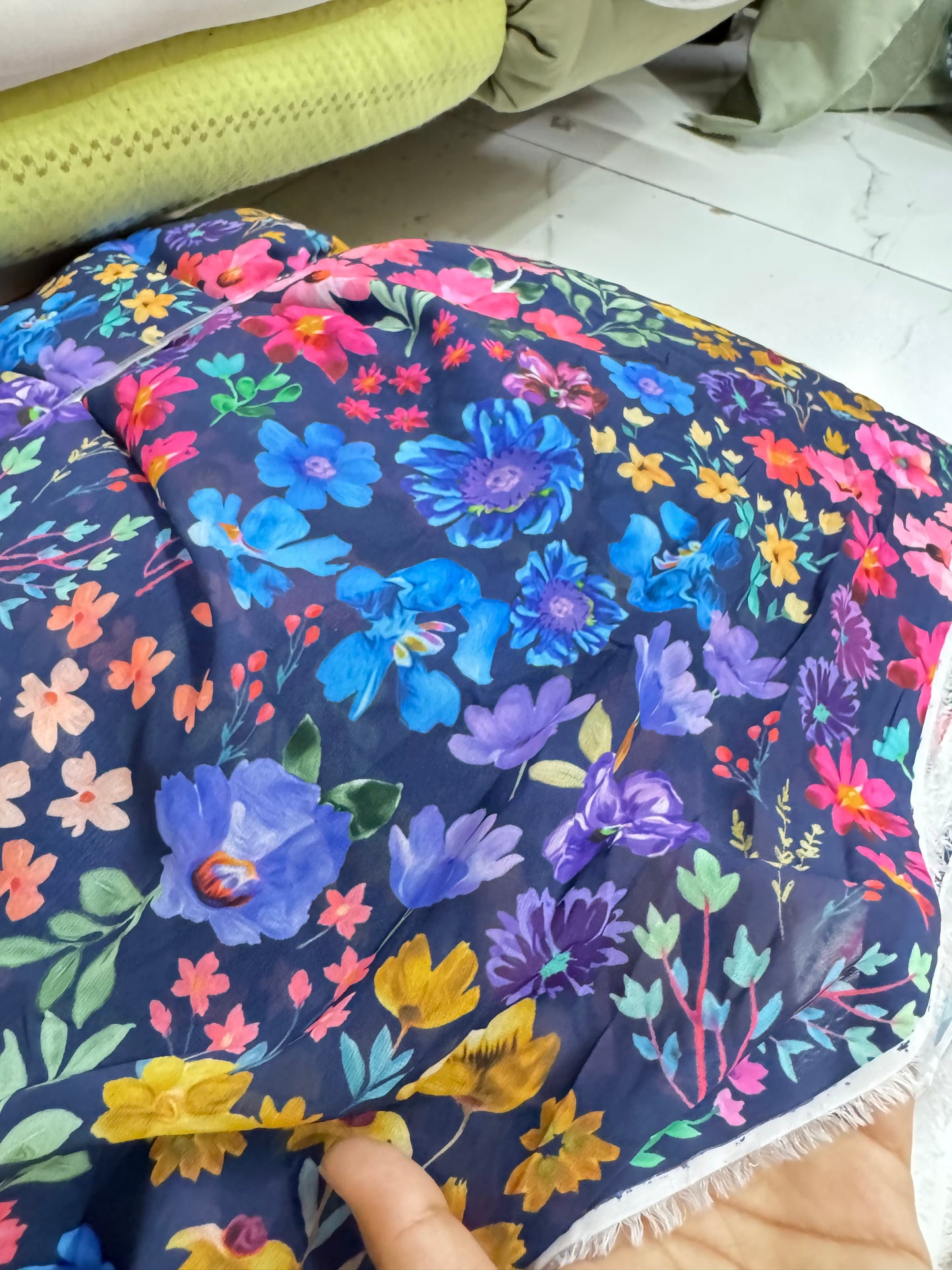 Buy Georgette Watercolour Floral Fabric