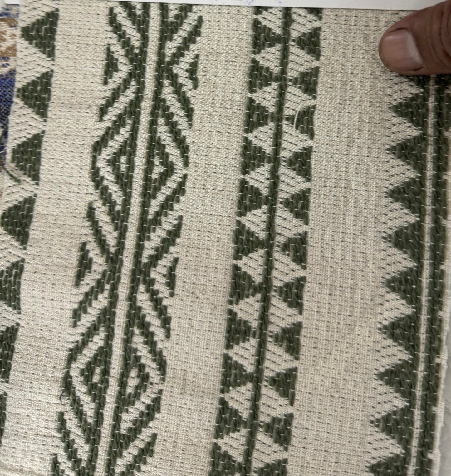 Buy Cotton Heavy Jacquard Green Threadwork Fabric