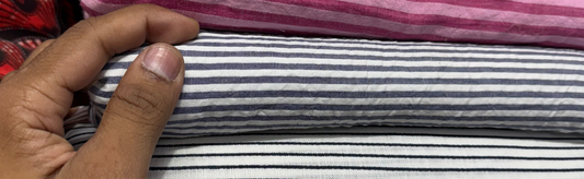 Premium Seersucker Grey Blue Stripe Fabric