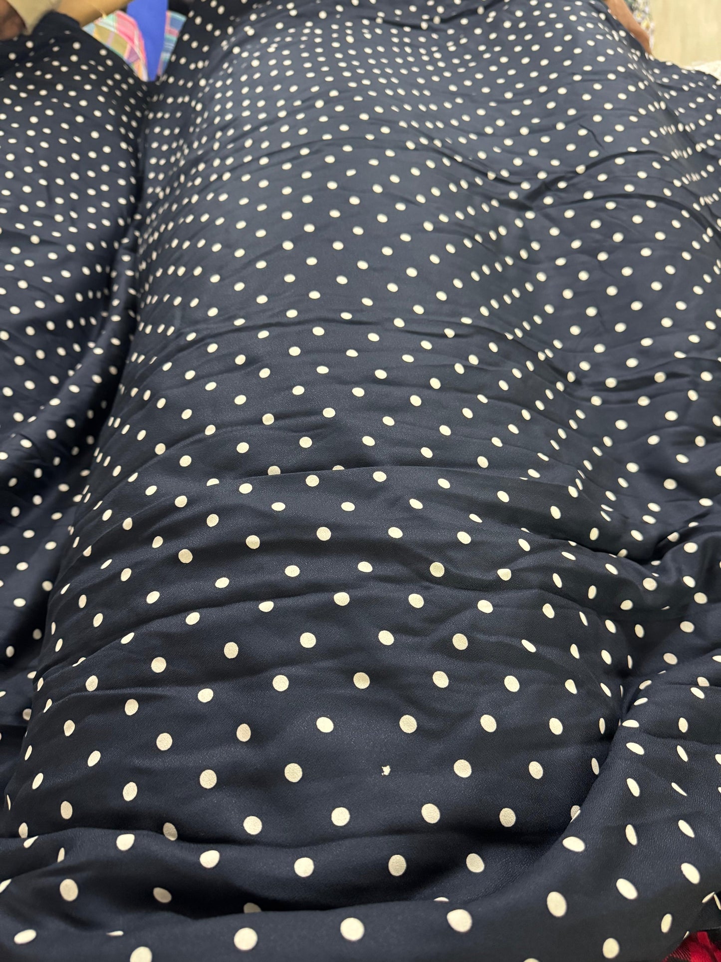 Buy Cotton Viscose Polka Dot Printed Fabric