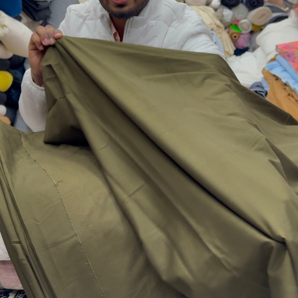 Buy Premium Cargo Olive Denim Lycra Fabric