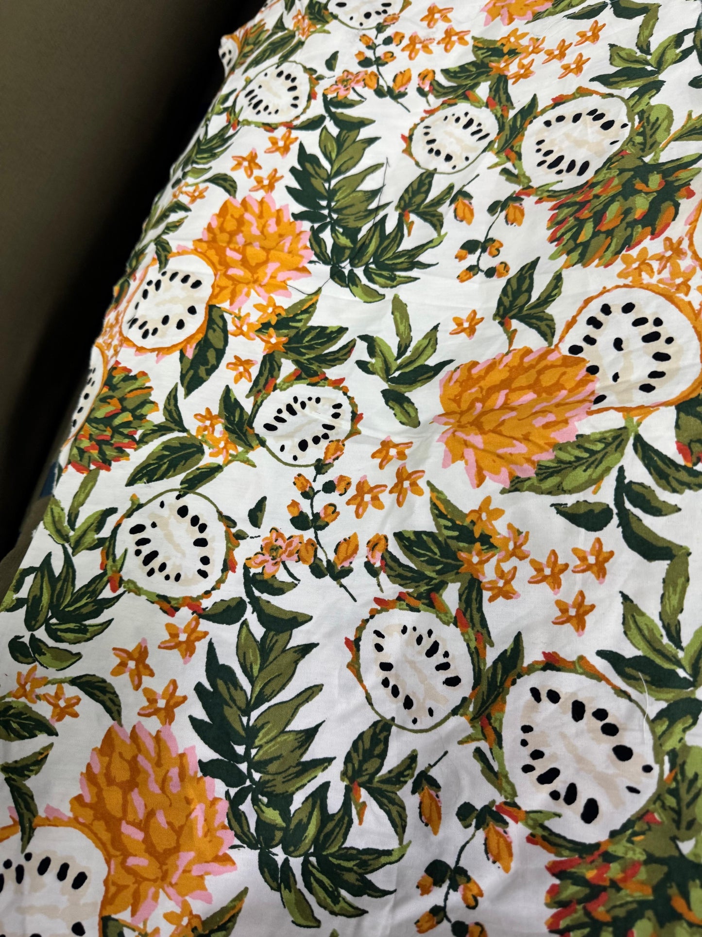 Buy Cotton Poplin Nursery Fruit Leaf Printed Fabric