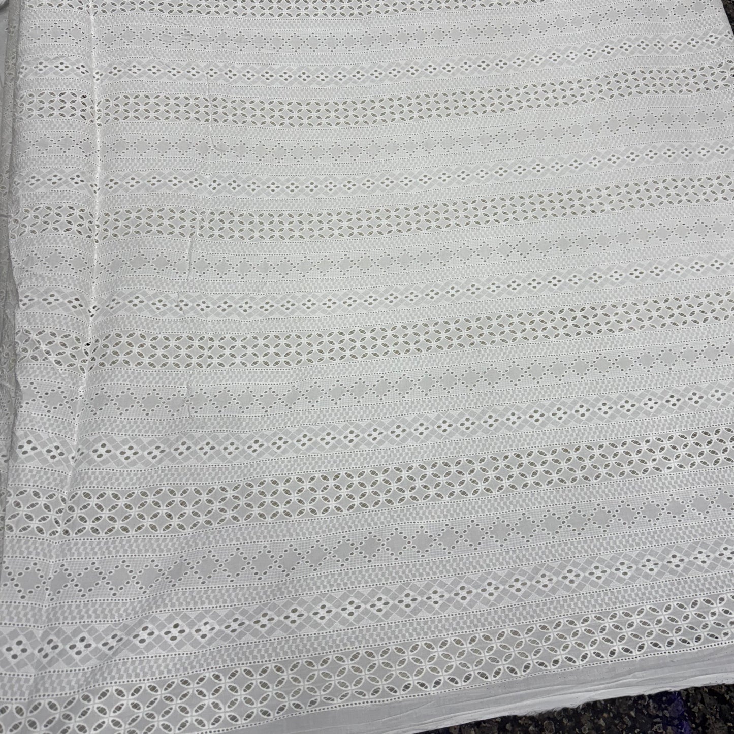Buy Cotton White Schiffli Hakoba Embroidery 3 Layer