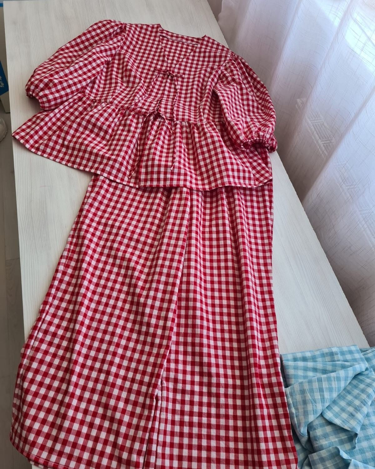 Buy Premium Cotton Gingham Pink & White Check Fabric
