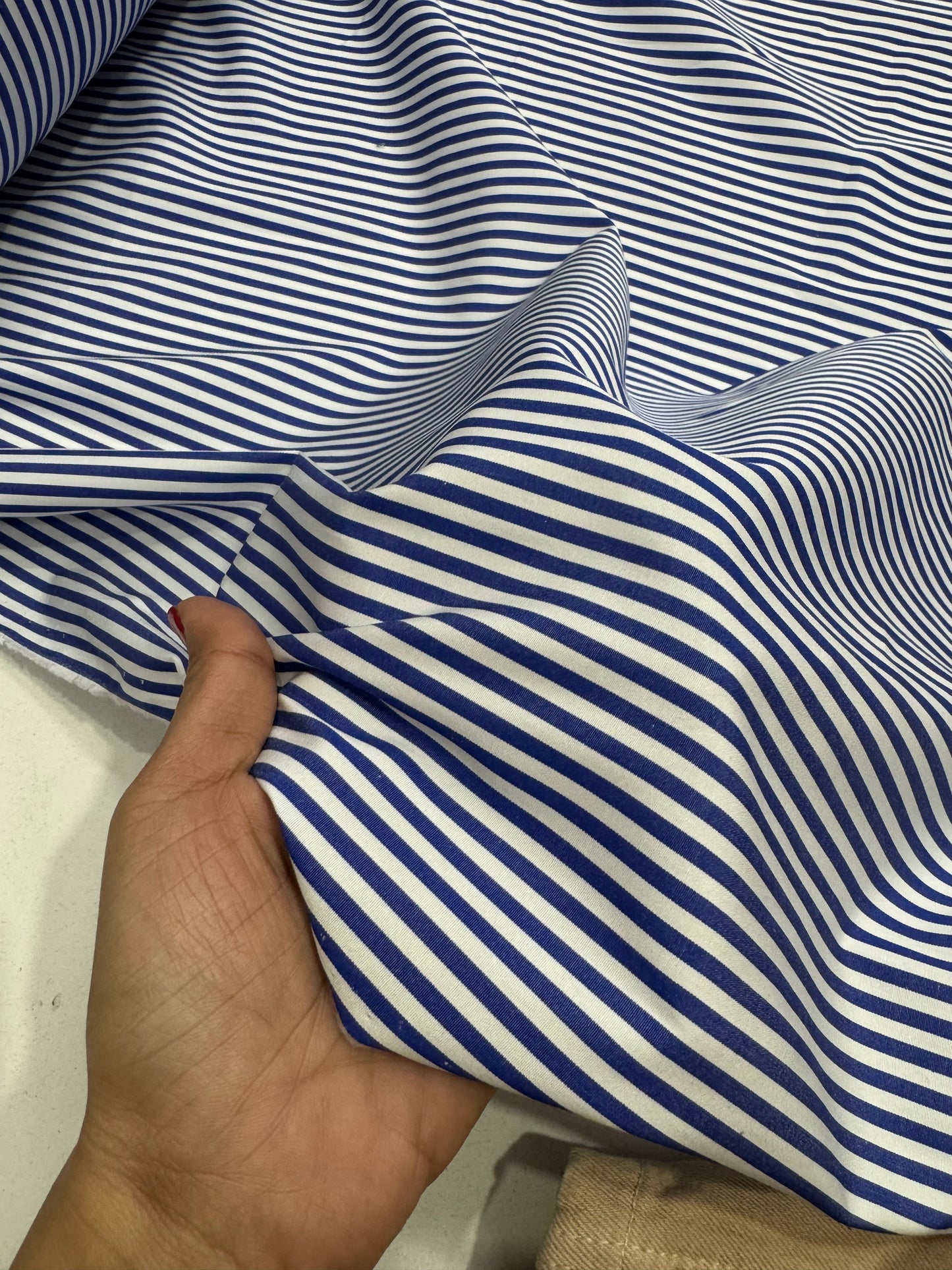 Buy Arvind Mill Poplin Blue Stripes Formal Fabric