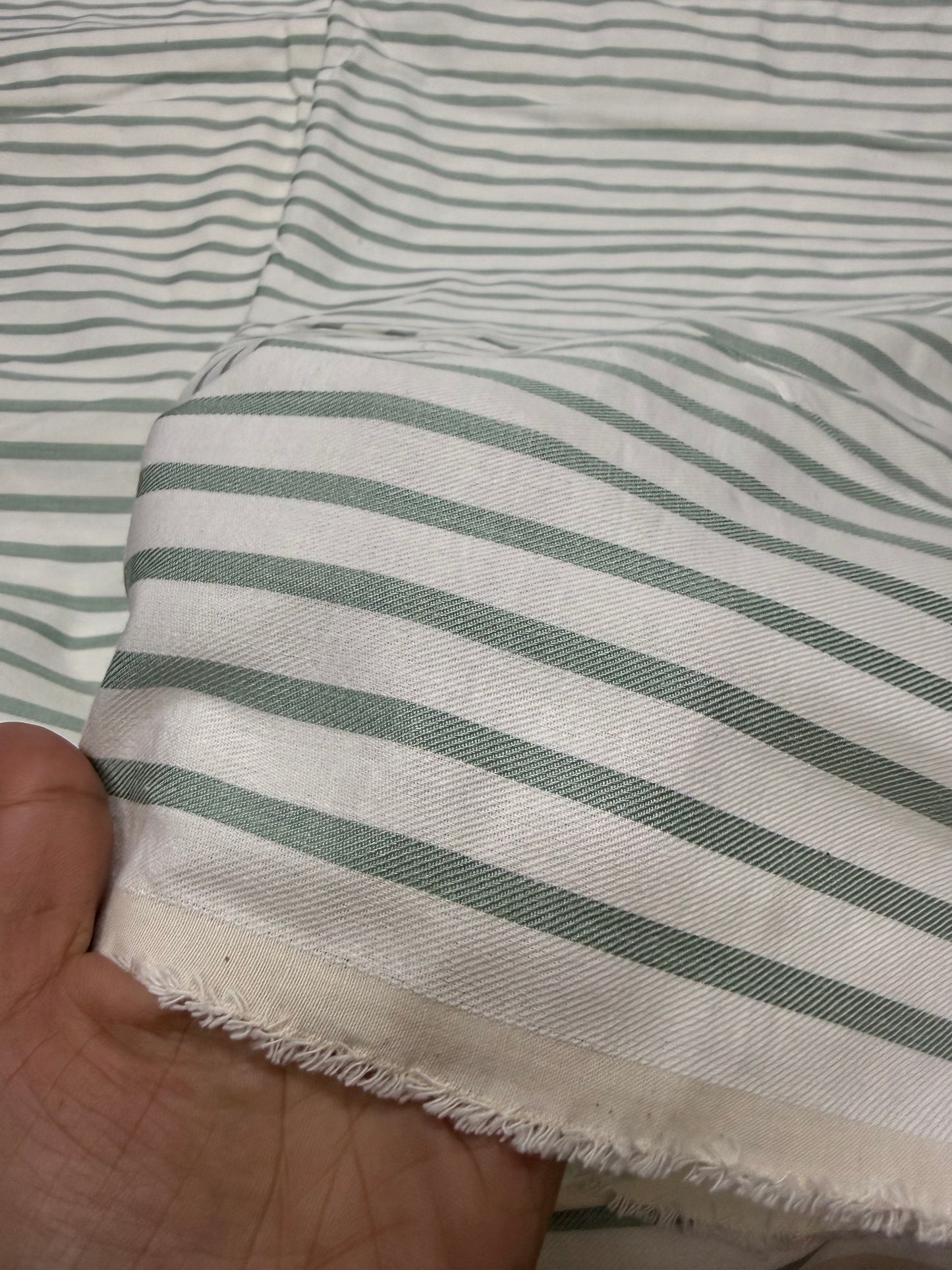 Buy Bottom Non Denim Twill Mint Green Stripe Fabric