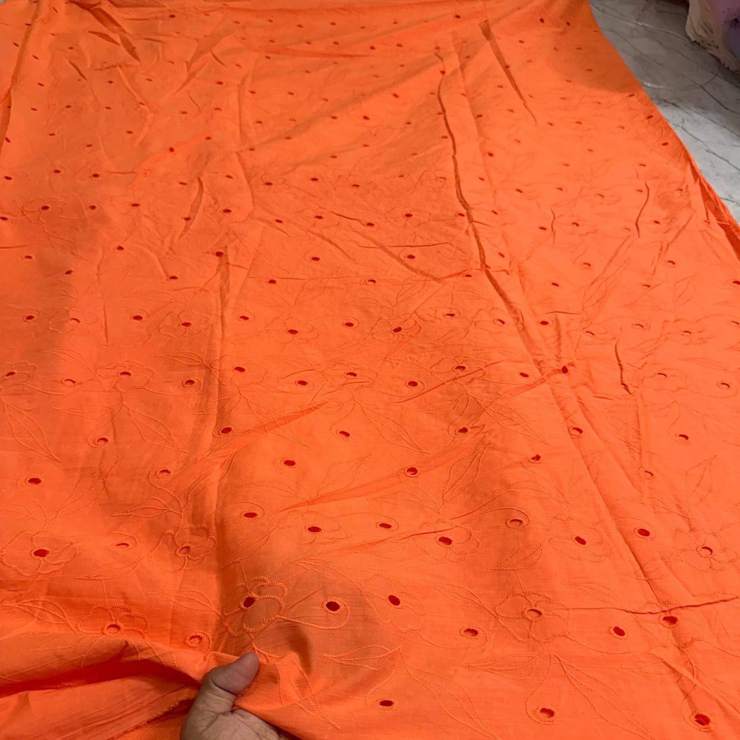 Buy Cotton Orange Rose Hakoba Fabric