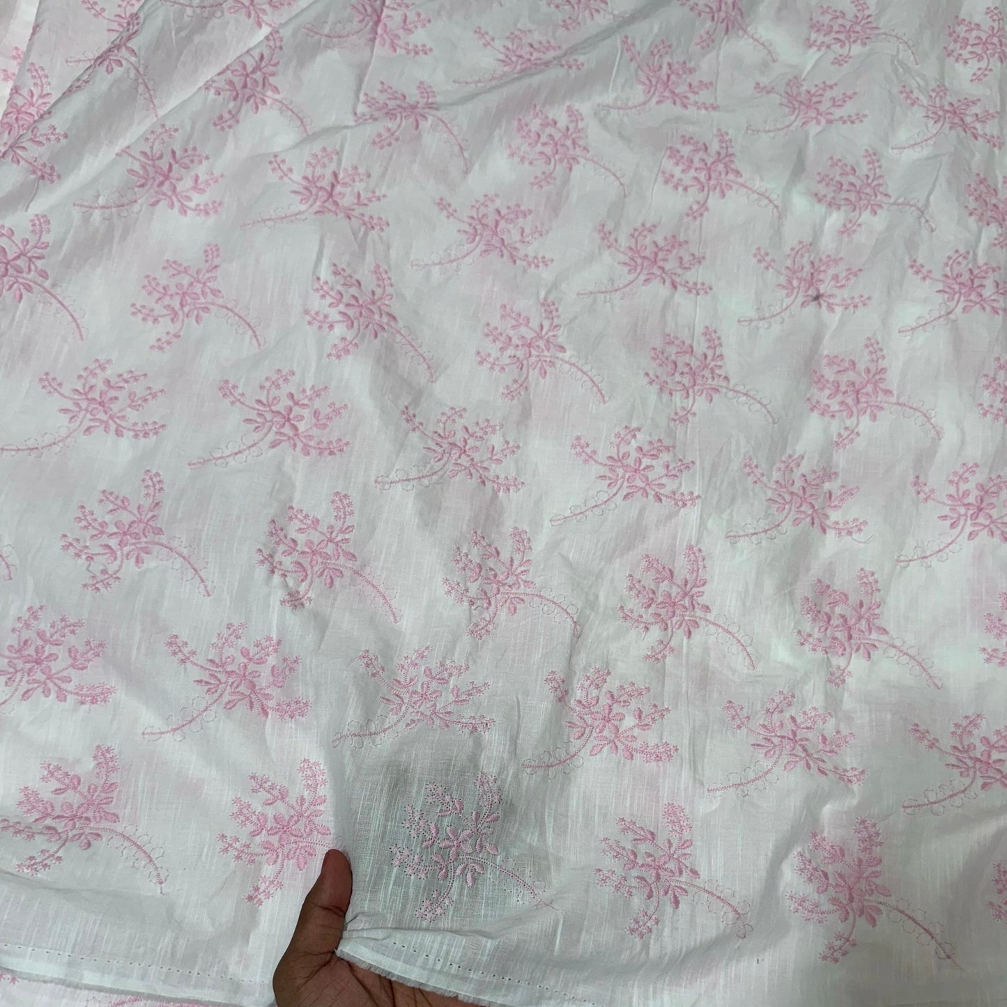 Buy Pure Cotton Cambric slub Baby Pink Embroidery Fabric