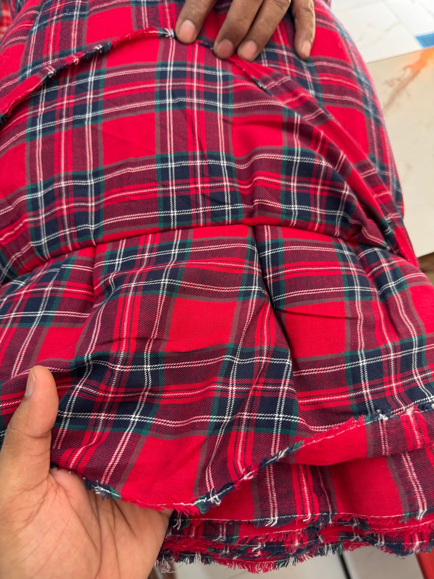 Buy Cotton Twill Red & Blue Check Fabric