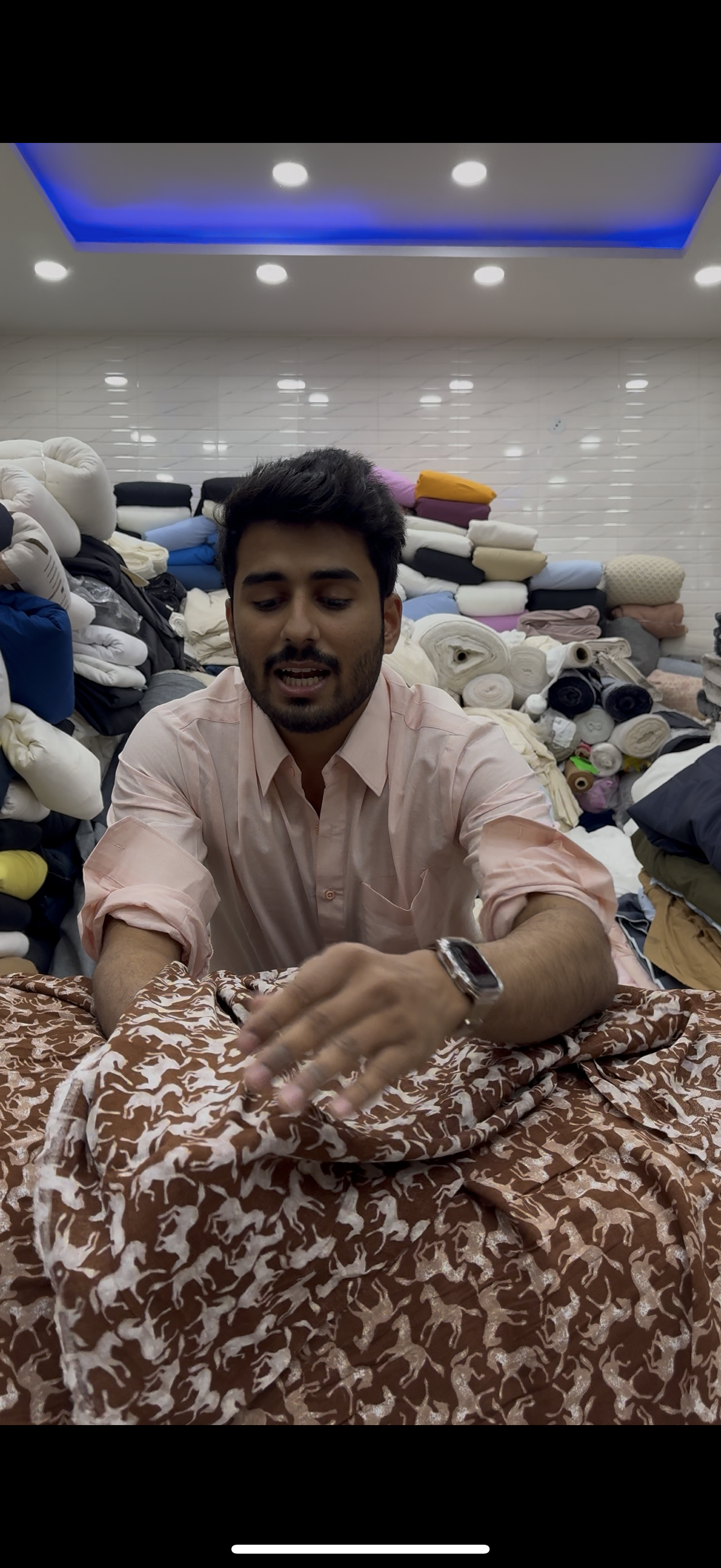 Buy Brown Viscose Crepe Horse Printed Fabric - MAF